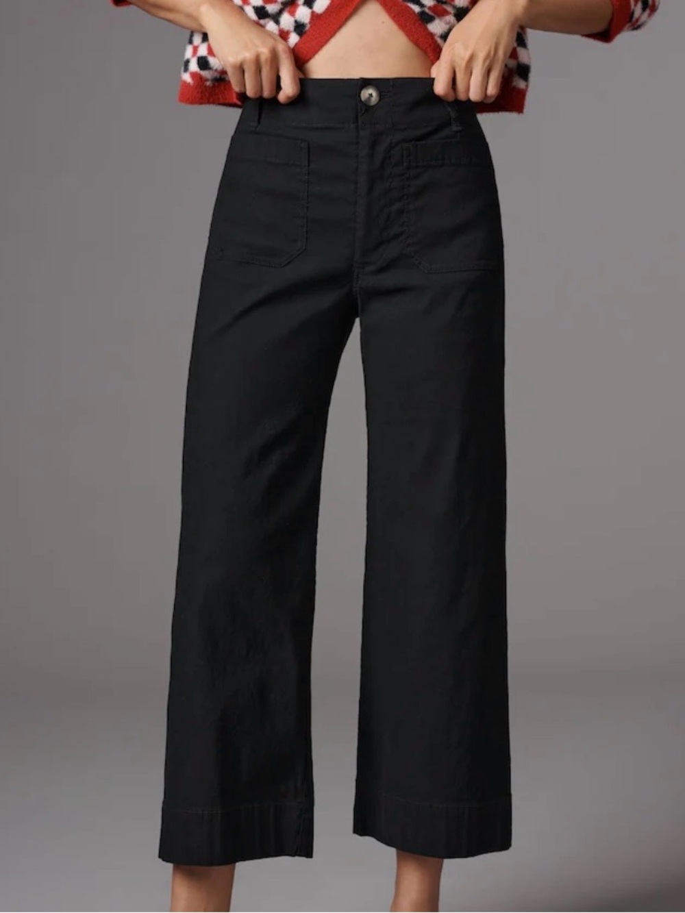 Anthropologie Black Maeve The Colette Cropped Wide-Leg Size 25
